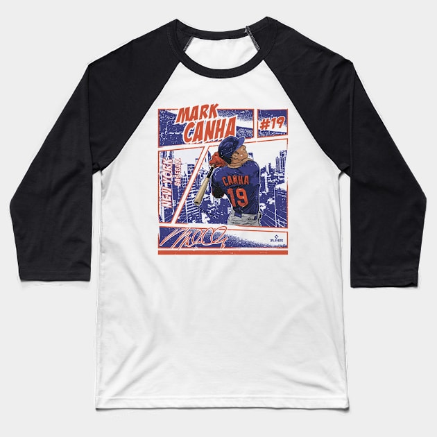 Mark Canha New York M Comic Baseball T-Shirt by Jesse Gorrell